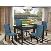 East West Furniture Weston 5-Piece Wood Dining Table Set In Black ... throughout The Versatility of the Weston 5-piece Wood Dining Room Set