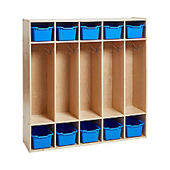 Ecr4Kids Streamline 5-Section Coat Locker With Scoop Front Storage Bins ... regarding Toddler 5 Section Coat Locker