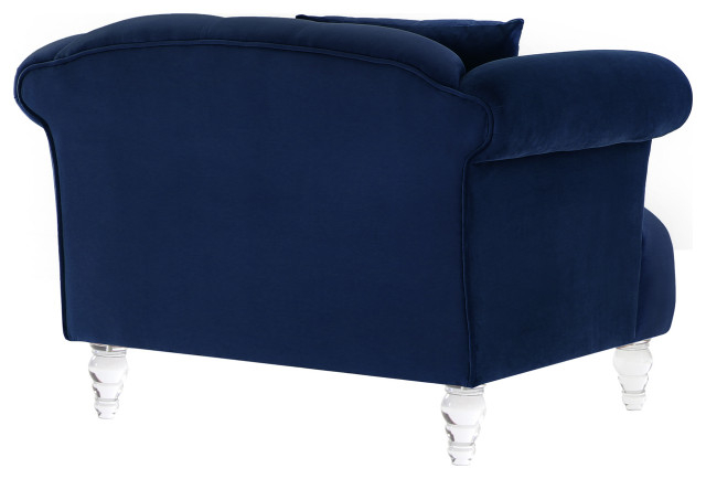 Elegance Contemporary Sofa Chair, Blue Velvet With Acrylic Legs ... regarding Elegance Contemporary Sofa, Blue Velvet With Acrylic Legs