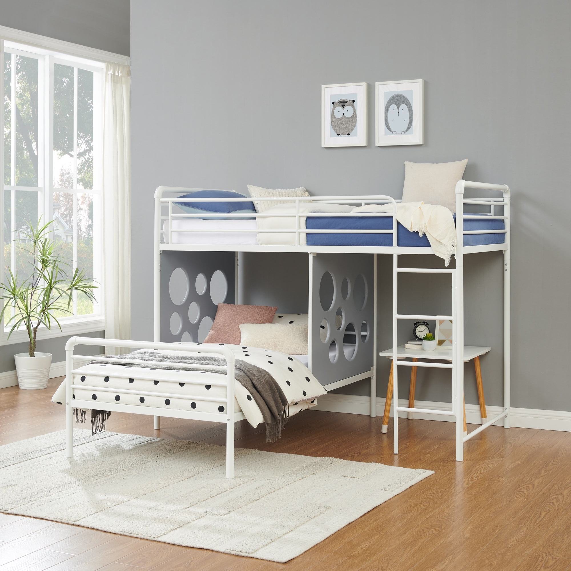 Elitezip Twin Over Twin Bunk Bed, 60" L-Shape Metal Bunk Bed With Cut ... for Creating Cozy and Functional Spaces with the Pemberly Row Metal Bunk Bed