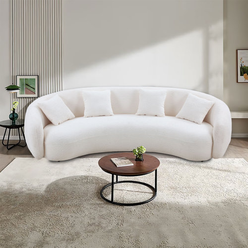 Everly Quinn Shaleine 101.4" Round Arm Curved Sofa & Reviews | Wayfair pertaining to What Makes the GDF Studio Havana Curved Sofa a Standout Piece