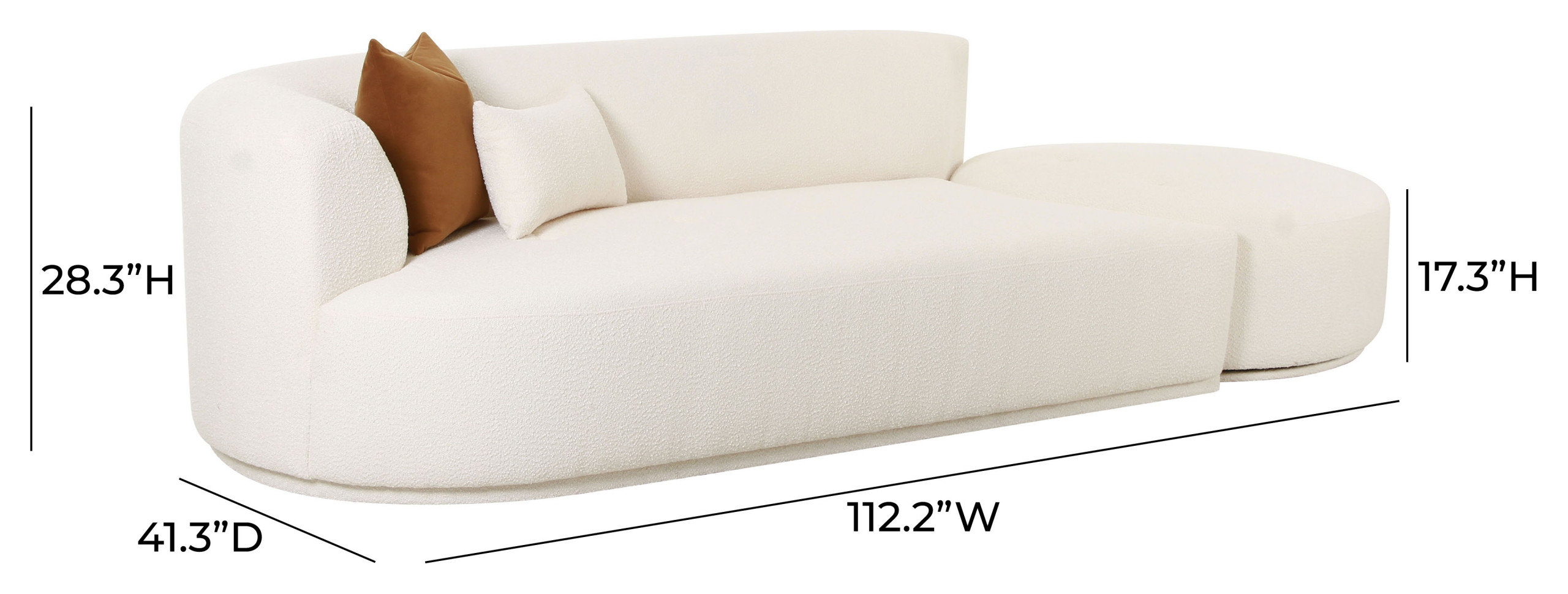 Fickle 2-Piece Chaise Modular Left Arm Facing Sofa - Transitional ... in Fickle Cream Boucle 2-Piece Modular Left Arm Facing Sofa