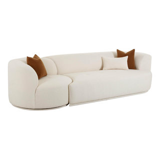 Fickle Cream Boucle 2-Piece Modular Right Arm Facing Sofa ... for Fickle Cream Boucle 2-Piece Modular Left Arm Facing Sofa