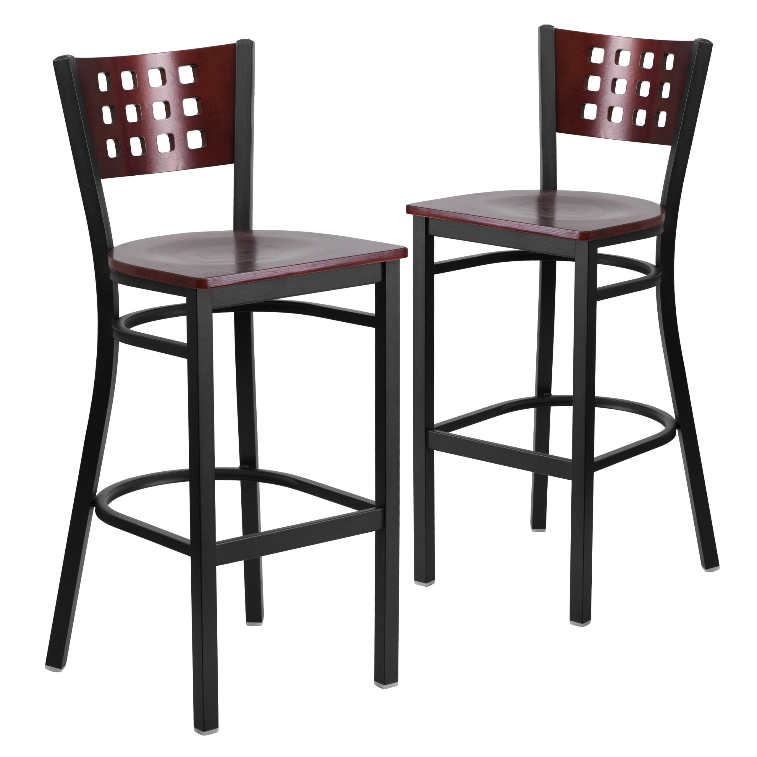 Flash Furniture 2 Pk. Hercules Series Black Cutout Back Metal ... within Craftsmanship and Comfort The Mahogany Wood Seat Barstool
