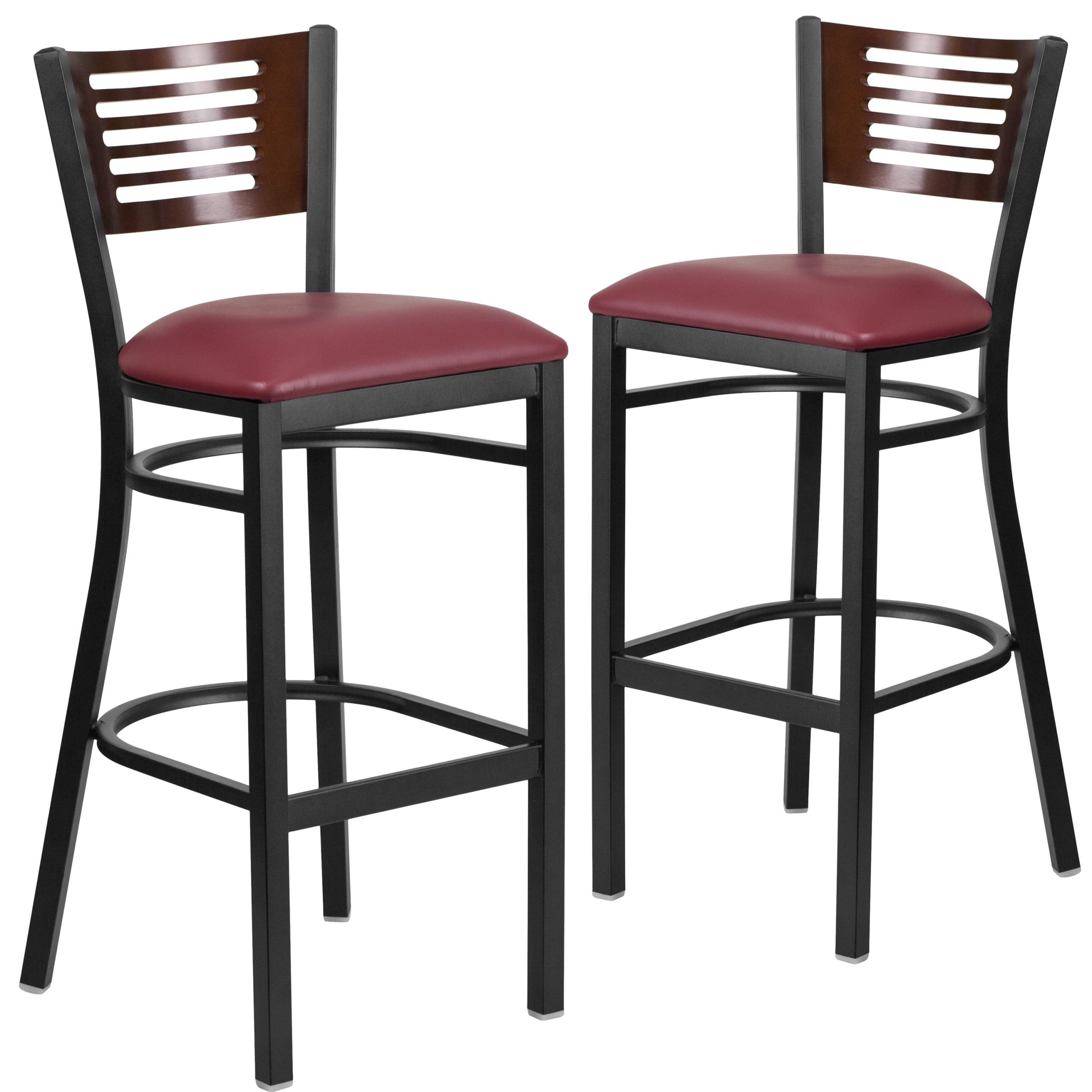 Flash Furniture 2 Pk. Hercules Series Black Slat Back Metal Restaurant ... regarding Black Slat Back Metal Restaurant Barstool - Mahogany Wood Back & Seat