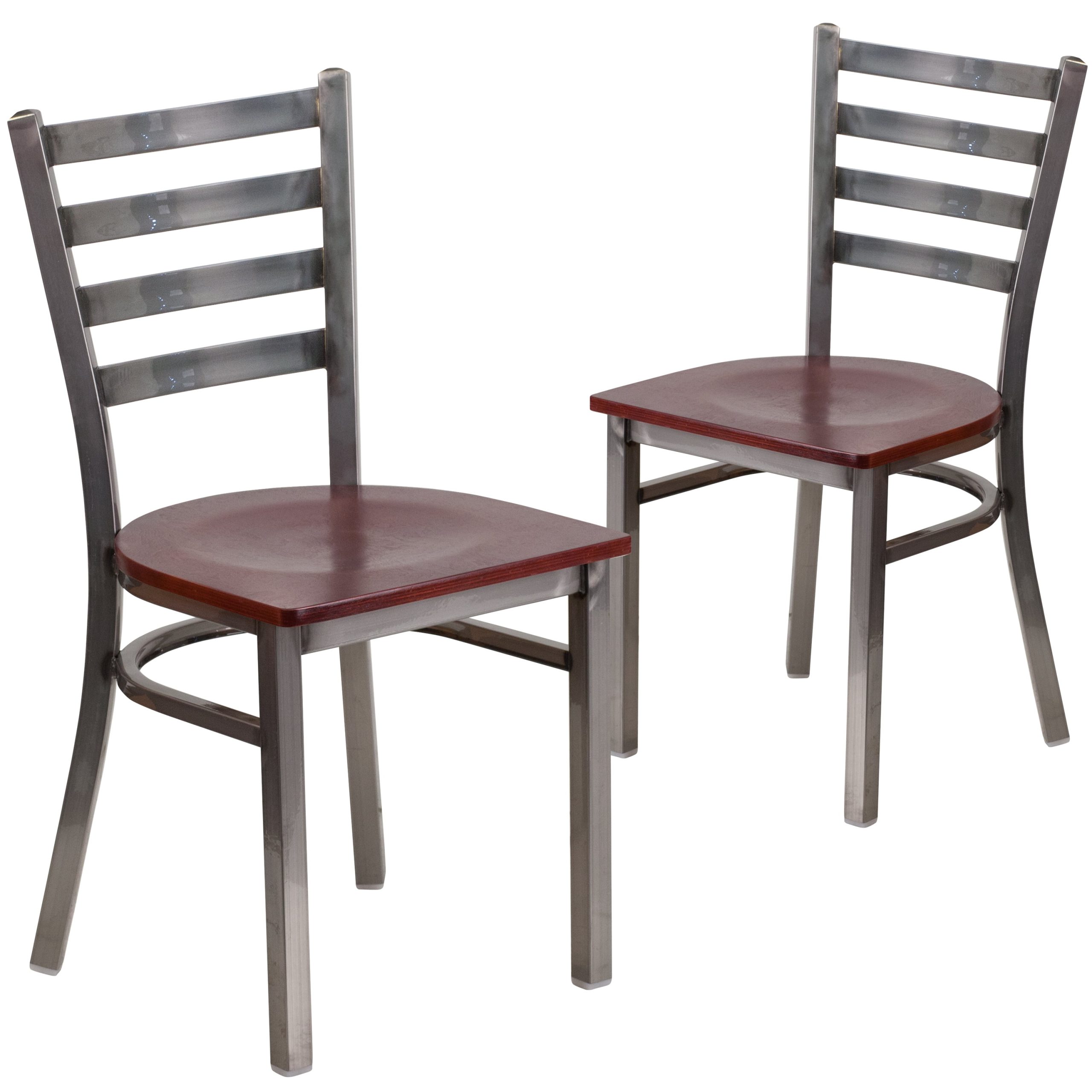 Flash Furniture 2 Pk. Hercules Series Clear Coated Ladder Back Metal ... within Clear Coated Ladder Back Metal Restaurant Barstool - Mahogany Wood Seat