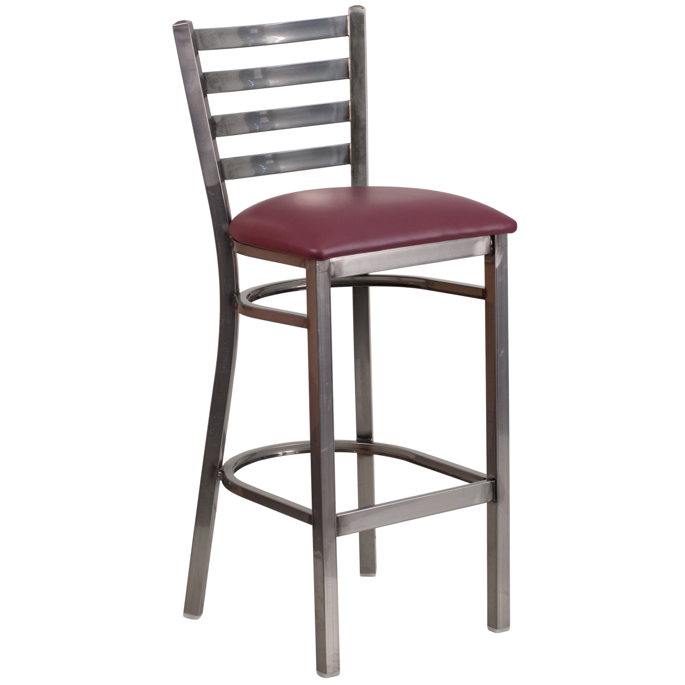 Flash Furniture Hercules Series Silver Antique Finish With Clear Coat ... throughout Clear Coated Ladder Back Metal Restaurant Barstool - Mahogany Wood Seat