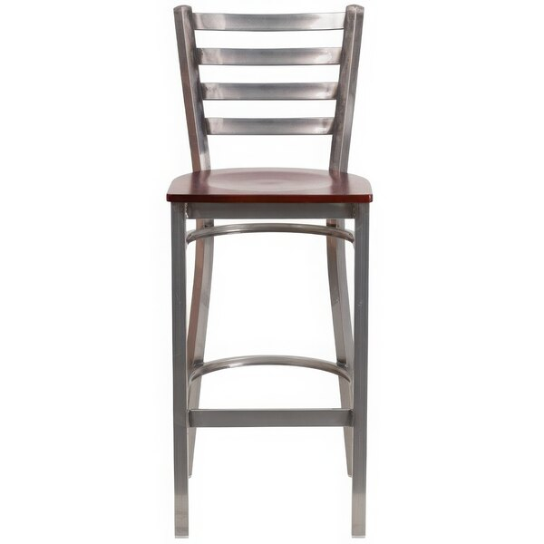 Flash Furniture Xu-Dg697Blad-Clr-Bar-Mahw-Gg Clear-Coated Ladder Back ... regarding Clear Coated Ladder Back Metal Restaurant Barstool - Mahogany Wood Seat