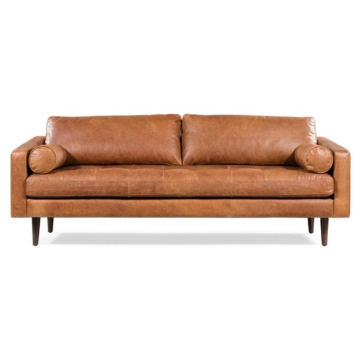 Florence Mid-Century Modern Sofa Cognac Tan - Poly & Bark: Full-Grain ... for Styling Your Space with the Poly and Bark Canale Sofa Cognac Tan 86