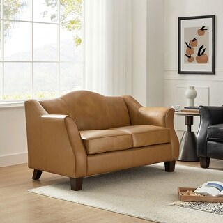 Franco Traditional 60" Wide Genuine Leather Sofa By Hulala Home - Bed ... in How to select quality leather sofas with wooden accents