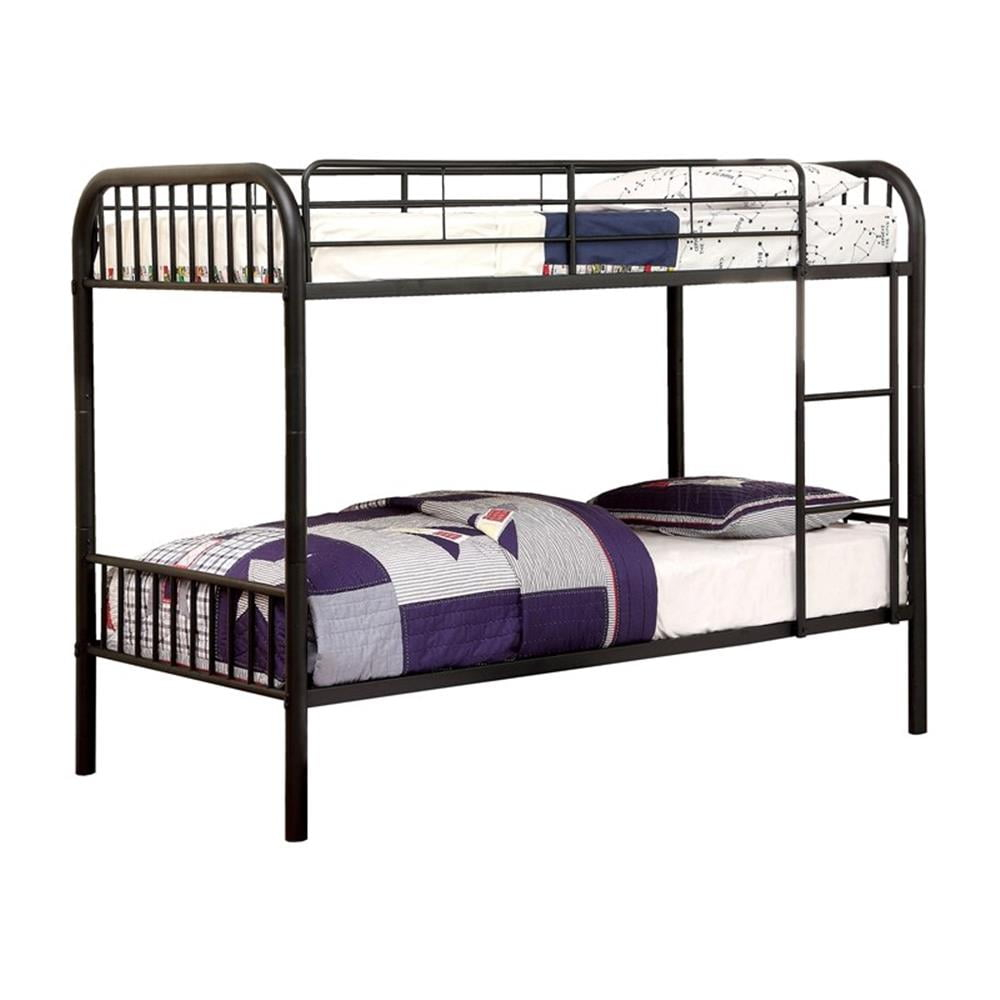 Furniture Of America Caston Metal Twin Over Twin Bunk Bed In Black ... pertaining to The Durability and Style of the Caston Metal Full over Full Bunk Bed Explained