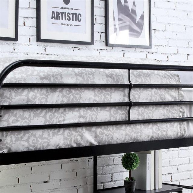 Furniture Of America Kandice Metal Twin Over Workstation Bunk Bed In ... inside Bowery Hill Modern Metal Twin Over Workstation Bunk Bed In Black