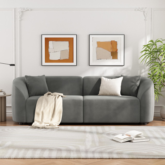 Gdf Studio Modern Curved Upholstered Fabric Sofa - Transitional - Sofas ... inside Beyond Aesthetics Understanding the Craftsmanship of the CKH Modern Sofa