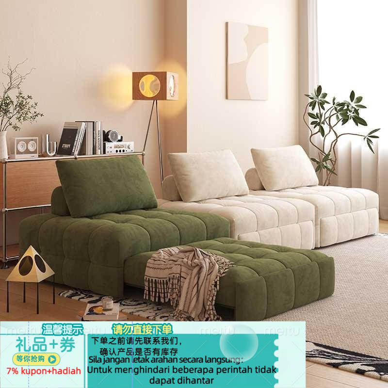 Get 7% Coupon+Gift】Cream Style Puff Fabrics Sofa Bed Small Apartment ... throughout Discount Fabric Sofa Free Shipping