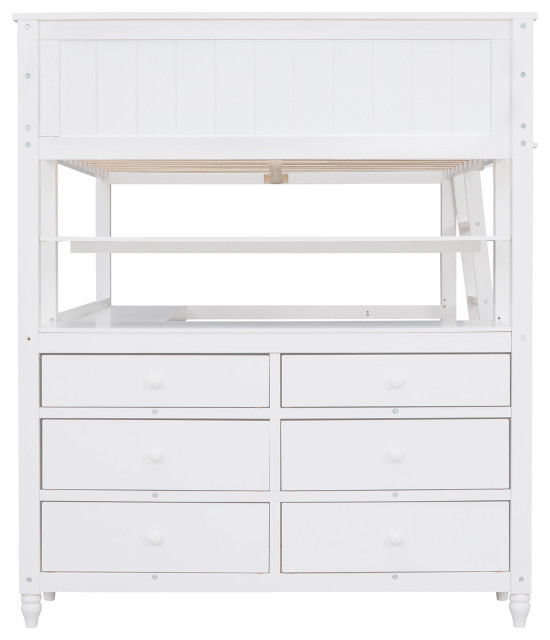 Gewnee Full Size Wood Loft Bed With Drawers And Desk In White - Transitional - Loft Beds - By ... inside Designing Your Sleep And Study Zone With The Gewnee Loft Bed White