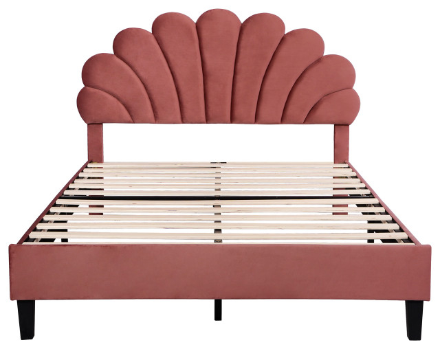 Gewnee Queen Size Upholstered Platform Bed In Red - Contemporary ... with regard to A Deep Dive into the Gewnee Queen Upholstered Platform Bed Assembly and Benefits