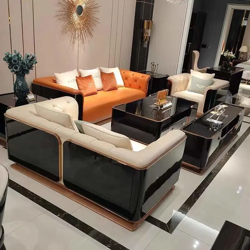 High End Big Size Modern Luxury Italian Home Furniture 3+2+1 Sofa Set ... in Affordable Luxury Sofa Sets For Large Homes