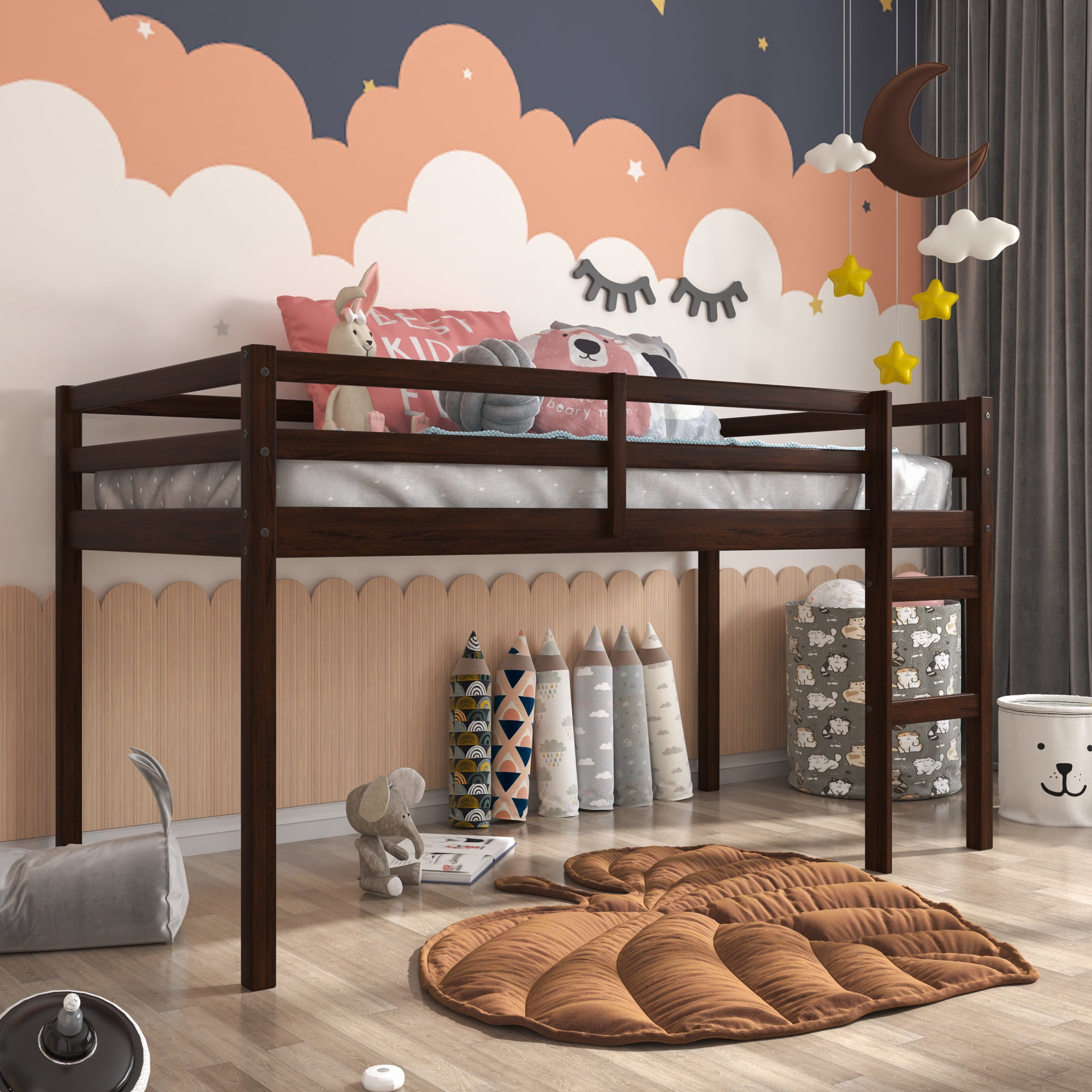 Hillsdale Campbell Wood Twin Junior Loft Bunk Bed, Espresso - Walmart.com for Exploring the Benefits of Choosing Espresso Finish for Junior Loft Beds