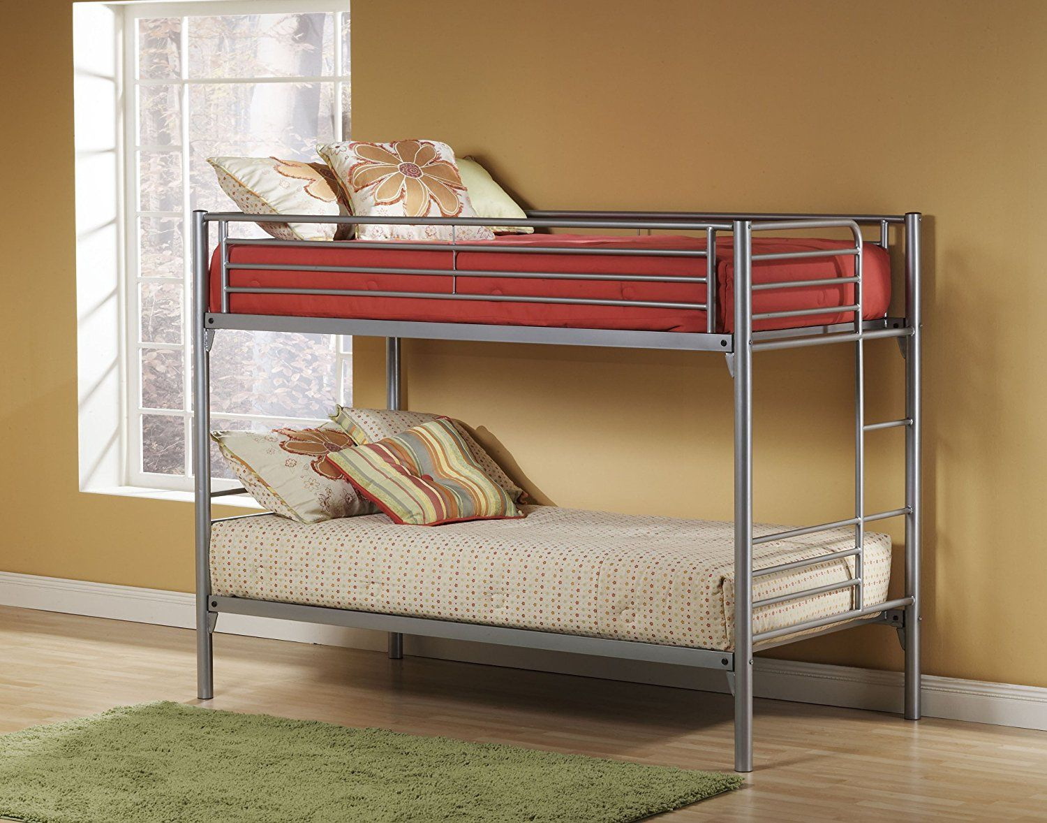 Hillsdale Universal Youth Twin Over Twin Metal Bunk Bed In Silver ... in Maximizing Your Space The Powell Silver Twin Bunk Bed