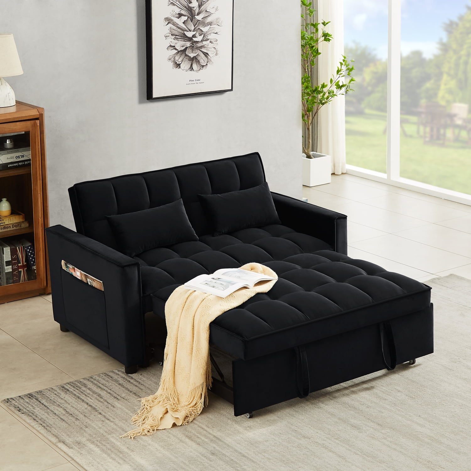 Holaki Small Velvet Convertible Loveseat Sleeper Sofa Couch With ... in Smart ways to choose the perfect sofa bed for your guest room