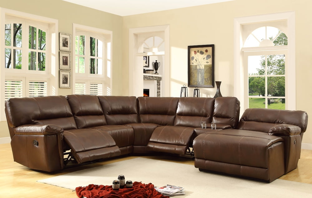 Homelegance 6 Piece Bonded Leather Sectional Reclining Sofa With Chaise ... with Weekend Sofa Shopping Guide for the Best Local Deals