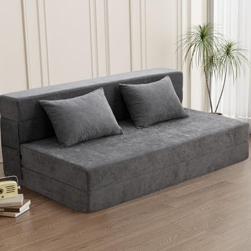 Homfine Folding Sofa Bed - Convertible Sleeper Chair With Pillow, Fold ... pertaining to Convertible Sofa Bed With Memory Foam Mattress