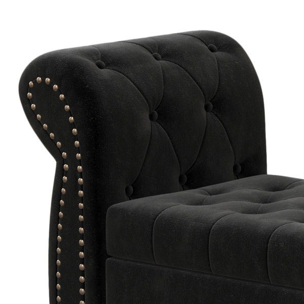 House Of Hampton® 19.3" Wide Velvet Upholstered Chaise Lounge Chair ... in Shelly Velvet Upholstered Chaise, Black