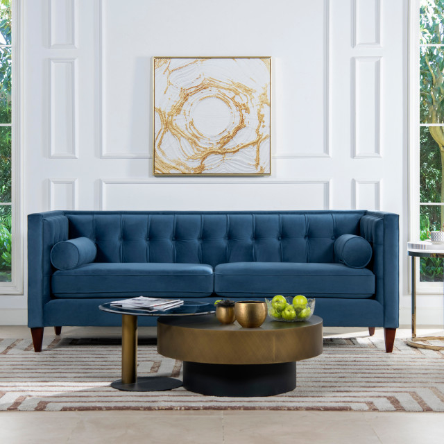 Jack 84" Modern Tuxedo Sofa With Bolster Pillows - Contemporary - Sofas ... pertaining to Jack 84" Modern Tuxedo Sofa With Bolster Pillows, Purple Velvet