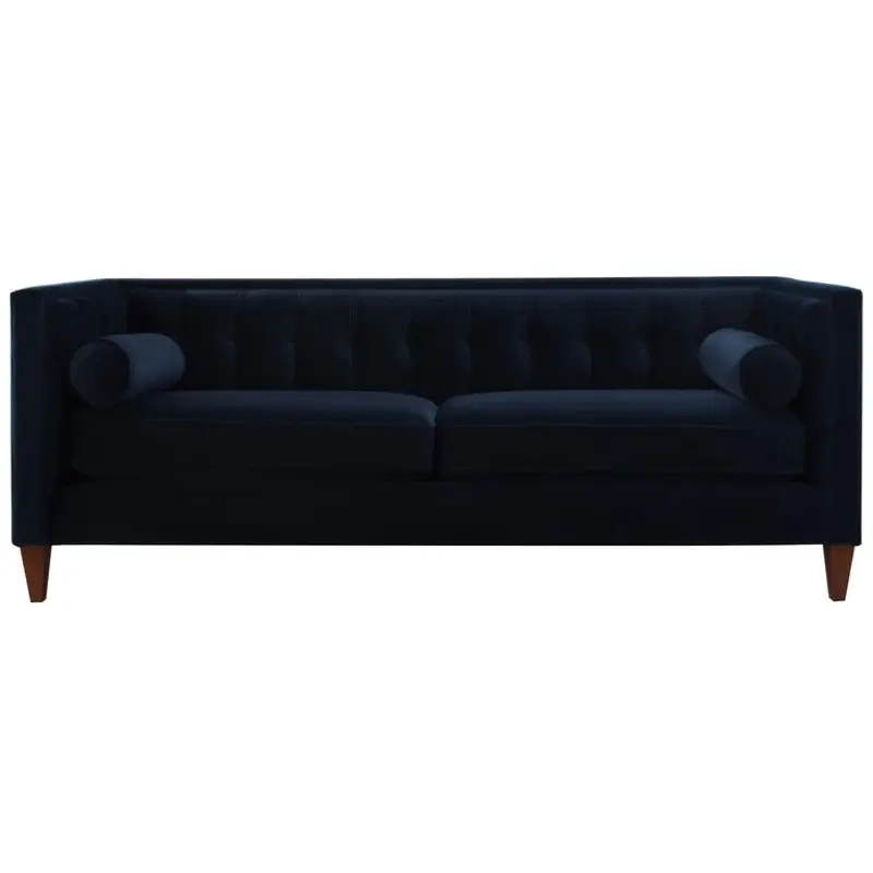 Jack Tuxedo Square Tufted Sofa With Bolster Pillows, 84", Purple Velvet ... for Jack 84" Modern Tuxedo Sofa With Bolster Pillows, Purple Velvet