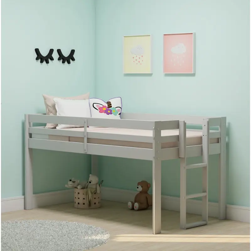 Jasper Twin Dove Gray Wood Junior Loft Bed - Vigshome regarding Jasper Twin Wood Junior Loft Bed, Dove Gray
