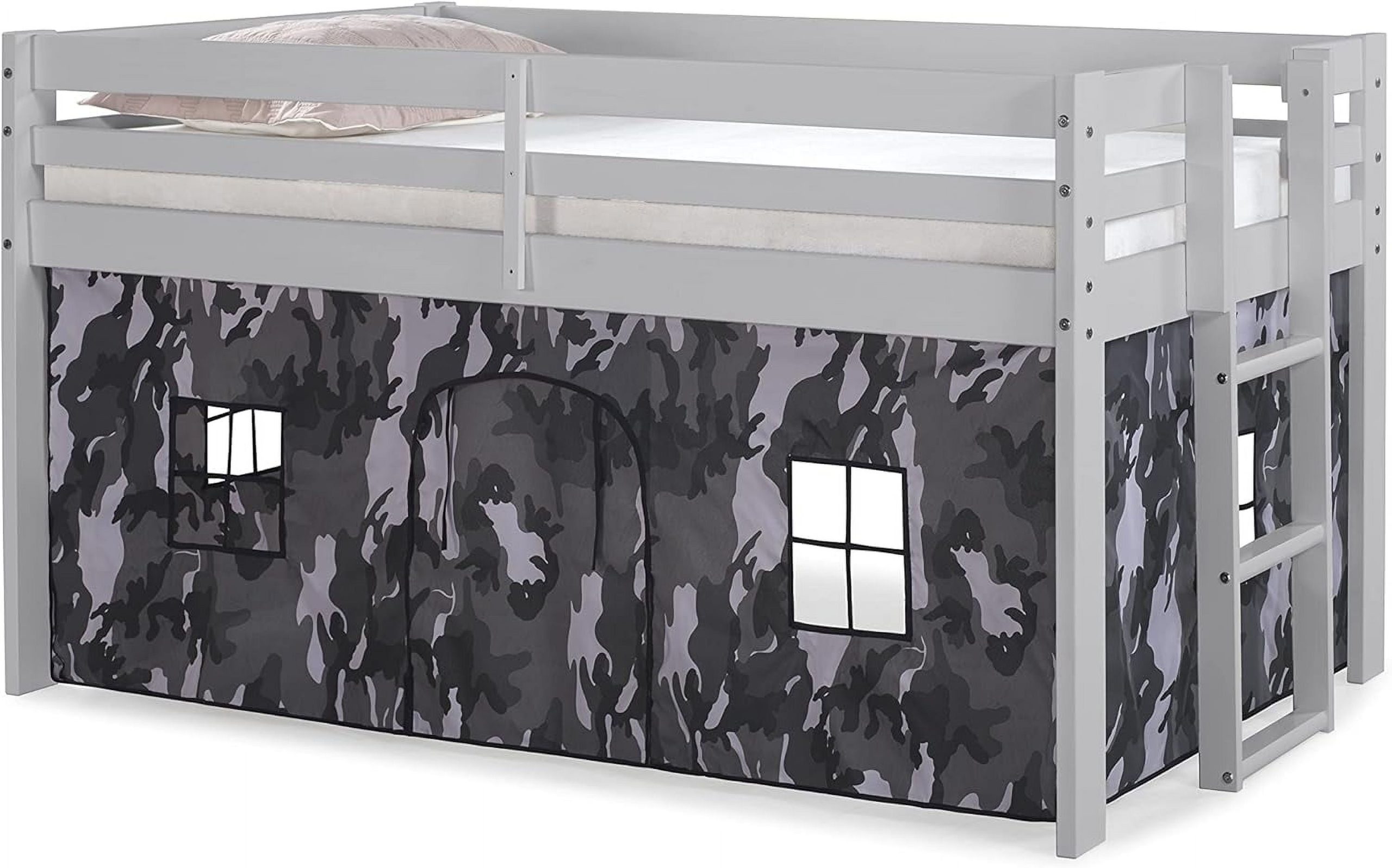 Jasper Twin Junior Loft Bed, Dove Gray Frame With Gray Camouflage ... within Jasper Twin Wood Junior Loft Bed, Dove Gray