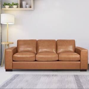 Jayden Creation Agamemnon 82 In. Brown Genuine Leather Straight Sofa ... with How to select quality leather sofas with wooden accents