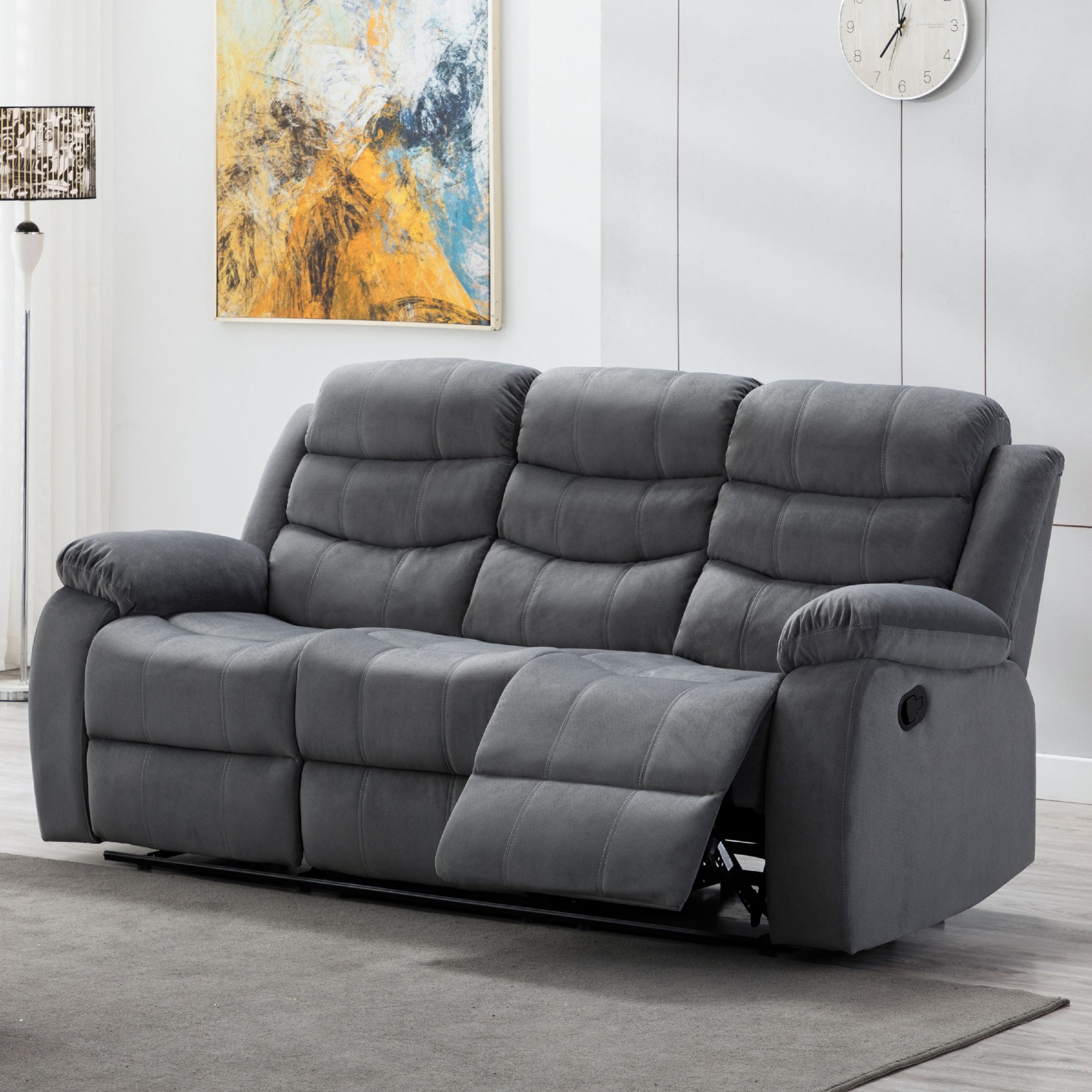 Jim Collection Contemporary Living Room Upholstered Reclining Sofa With ... for Weekend Sofa Shopping Guide for the Best Local Deals