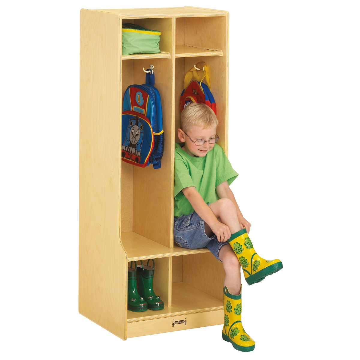 Jonti-Craft® 2 Section Coat Locker With Step & Reviews | Wayfair for Enhancing Childcare Environments with Durable Jonti-Craft 2 Section Coat Lockers