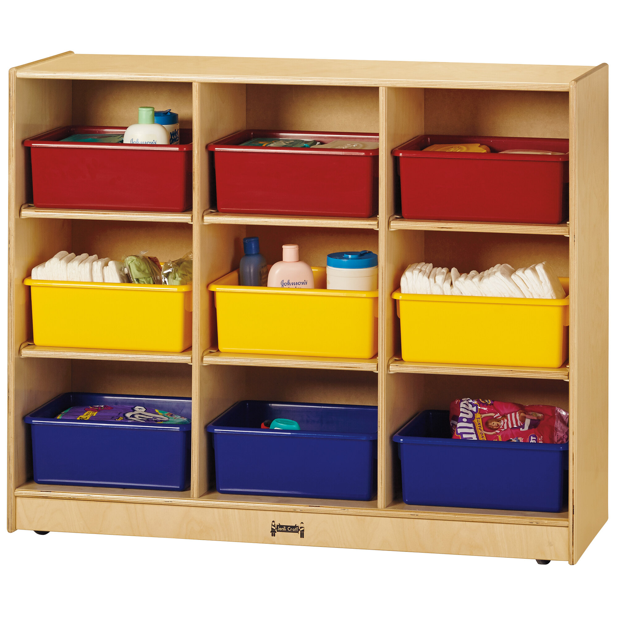 Jonti-Craft Baltic Birch 3197Jc 43 1/2" X 15" X 35 1/2" Mobile 9-Cubbie ... within Streamlining supply distribution using labeled storage systems