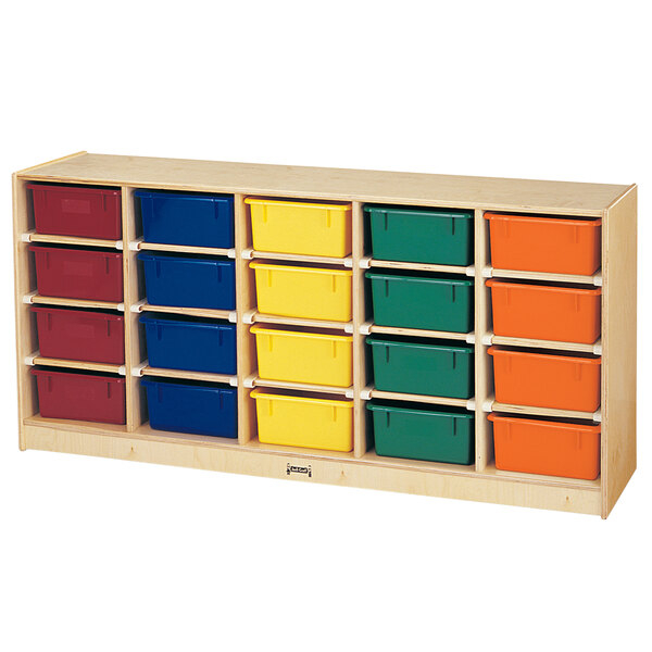 Jonti-Craft Baltic Birch 4021Jc 60" X 15" X 29 1/2" Mobile 20-Cubbie ... within Jonti-Craft Large Locker Organizer – With 10 Colored Tubs