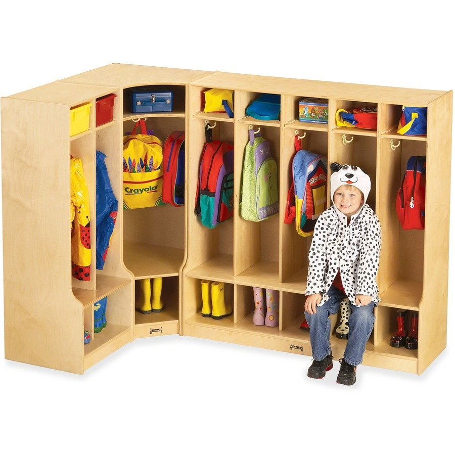 Jonti-Craft Rainbow Accents 2 Section Sitting Step Coat Locker - 2 ... within Rainbow Accents 2 Section Coat Locker With Step - Navy