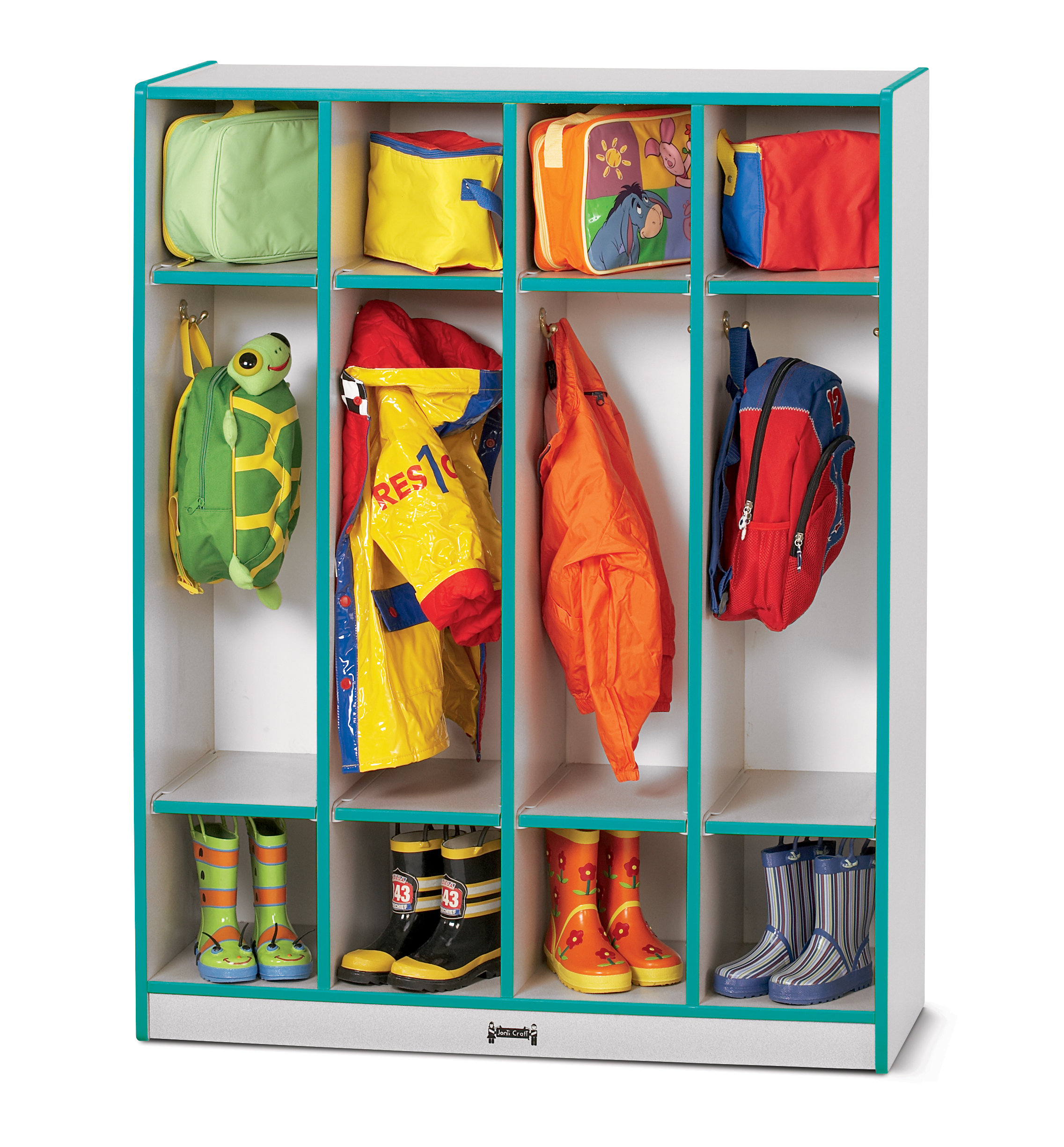 Jonti-Craft Rainbow Accents® 4 Section Coat Locker | Wayfair pertaining to Setting Up Your Rainbow Accents Red Locker A Practical Guide