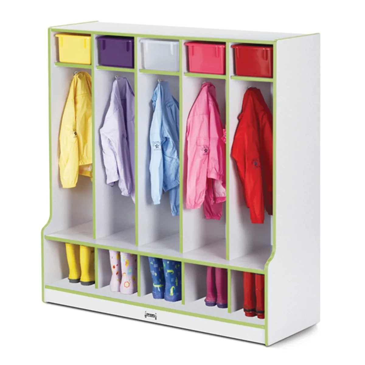 Jonti-Craft Rainbow Accents 5 Section Coat Locker W Step - Catholic ... within The Durable and Delightful Rainbow Accents 5 Section Locker in Blue Explained