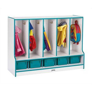 Jonti-Craft Toddler Coat Locker W/Step - 5 Sections-Color:purple,Option ... regarding Rainbow Accents 5 Section Coat Locker With Step - Purple