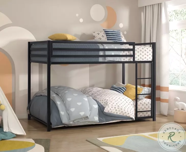 Jovie Black Twin Over Twin Metal Bunk Bed From Homelegance | Coleman Furniture inside Lexicon Jovie Twin Over Twin Metal Bunk Bed In Black