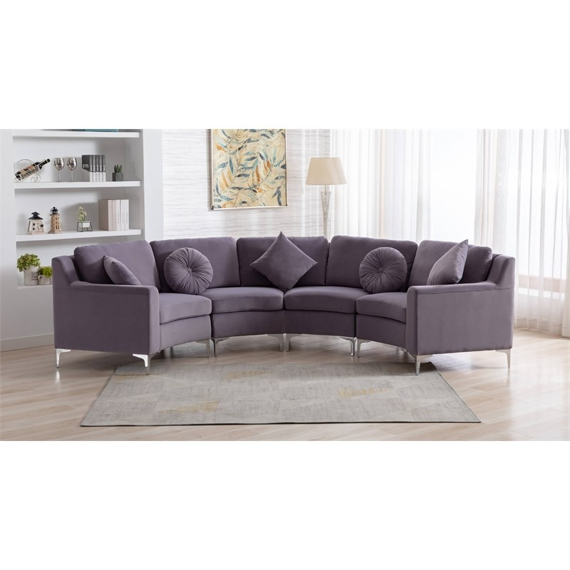 Legend Vansen 136" Symmetry Curved Modern Velvet Sectional Sofa In ... for Understanding the Craftsmanship of the Legend Vansen Velvet Sectional