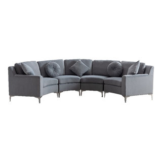 Legend Vansen 136" Symmetry Curved Modern Velvet Sectional Sofa In Gray ... throughout Legend Vansen 136" Symmetry Curved Modern Velvet Sectional Sofa In Blue