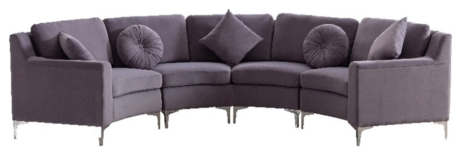 Legend Vansen 136" Symmetry Curved Modern Velvet Sectional Sofa In ... inside Understanding the Craftsmanship of the Legend Vansen Velvet Sectional