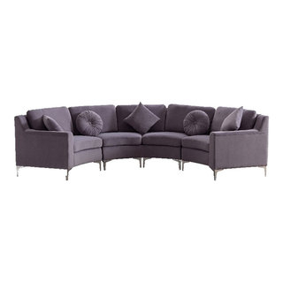 Legend Vansen 136" Symmetry Curved Modern Velvet Sectional Sofa In ... intended for Legend Vansen 136" Symmetry Curved Modern Velvet Sectional Sofa In Blue