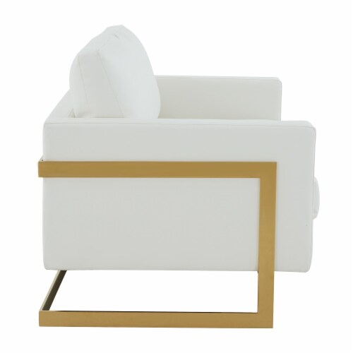 Leisuremod Lincoln Modern Mid-Century Upholstered Leather Loveseat With ... pertaining to Leisuremod Lincoln Modern Leather Sofa With Gold Frame, White
