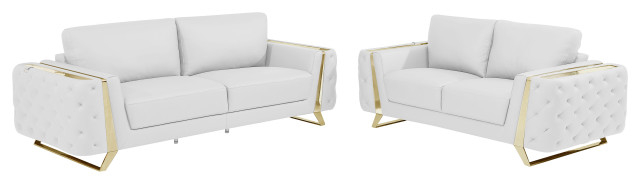 Leonardo Top Grain Italian Leather 2Pc Living Room Set - Contemporary ... inside What Makes Leonardo Top Grain Italian Leather Sofas a Lasting Investment