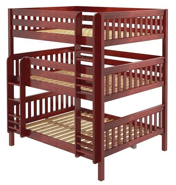 Leta Chestnut Queen Triple Bunk Bed | Triple Bunk Bed, Bunk Beds ... throughout Maximizing Space with the Leta Chestnut Queen Triple Bunk Bed