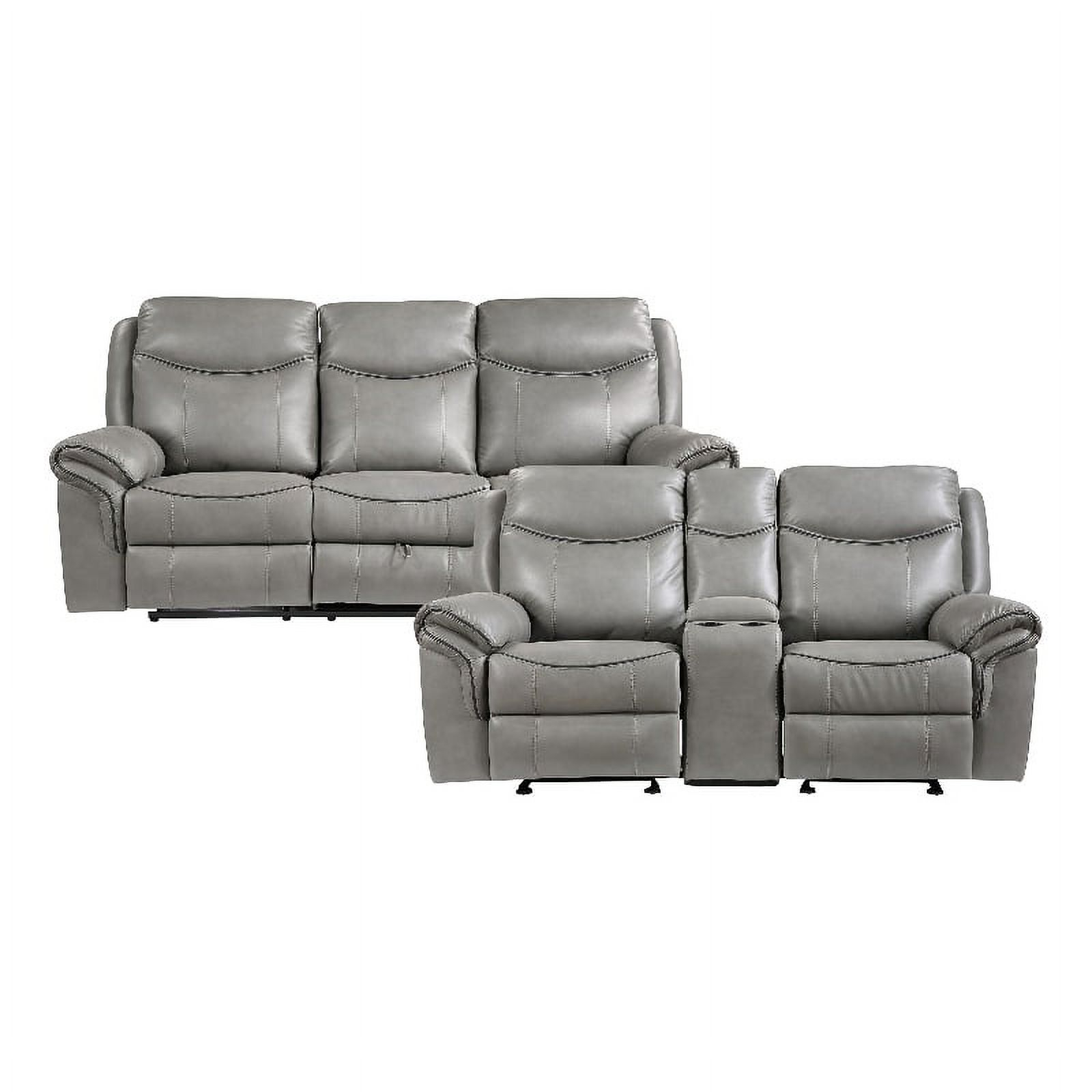 Lexicon Aram Faux Leather 2-Piece Upholstered Manual Reclining Sofa Set In Gray - Walmart.com with Lexicon Barrington Faux Leather Sectional Sofa In Gray