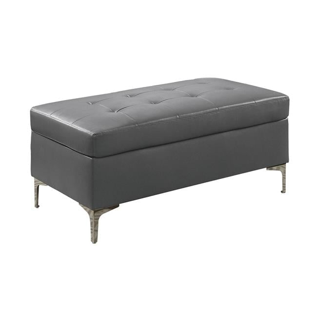 Lexicon Barrington Faux Leather Ottoman In Gray - Walmart.com within Unpacking Comfort The Lexicon Barrington Faux Leather Sectional in Gray